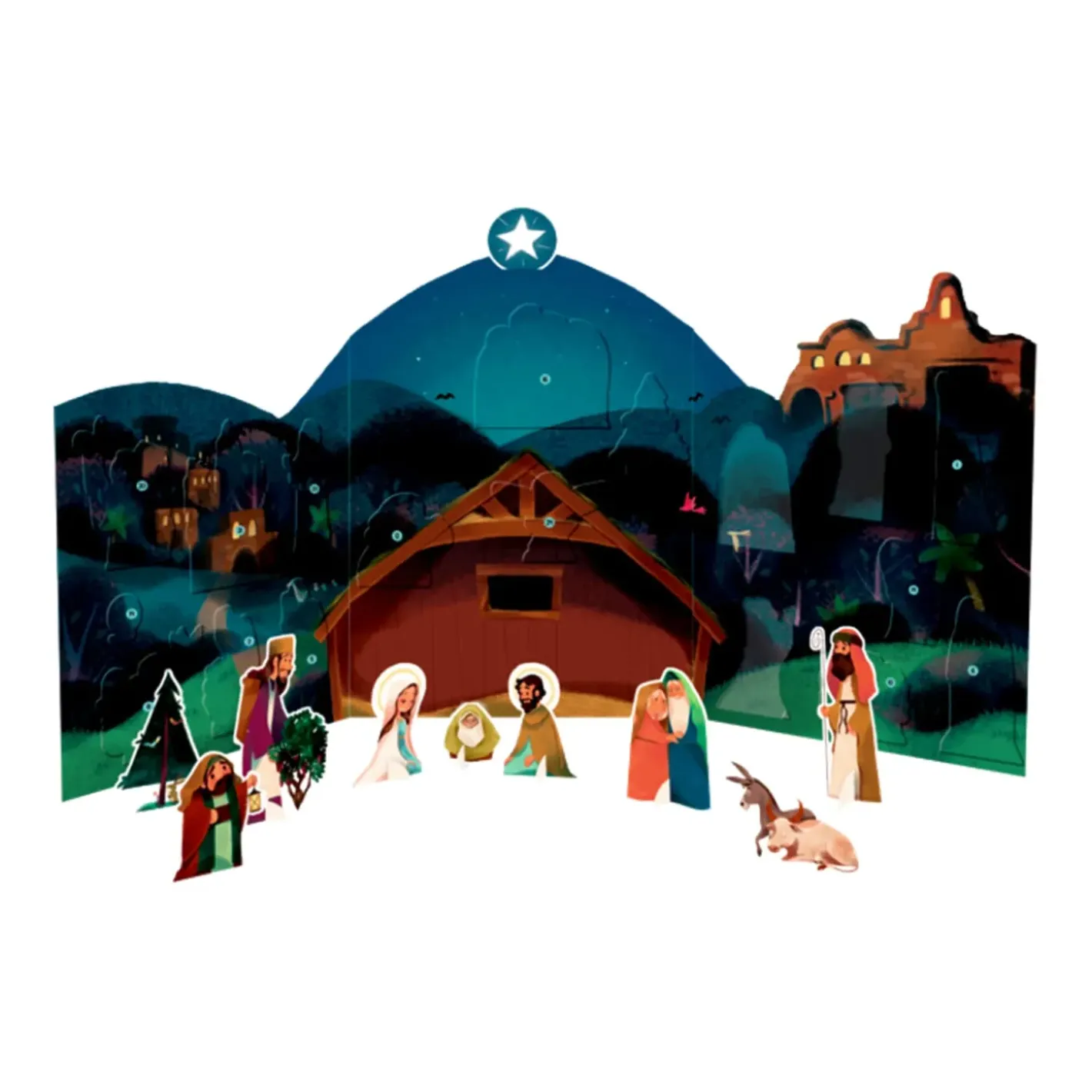 Käthe Wohlfahrt Adventsdeko & Kalender-Aufstell-Adventskalender "Weihnachtskrippe"