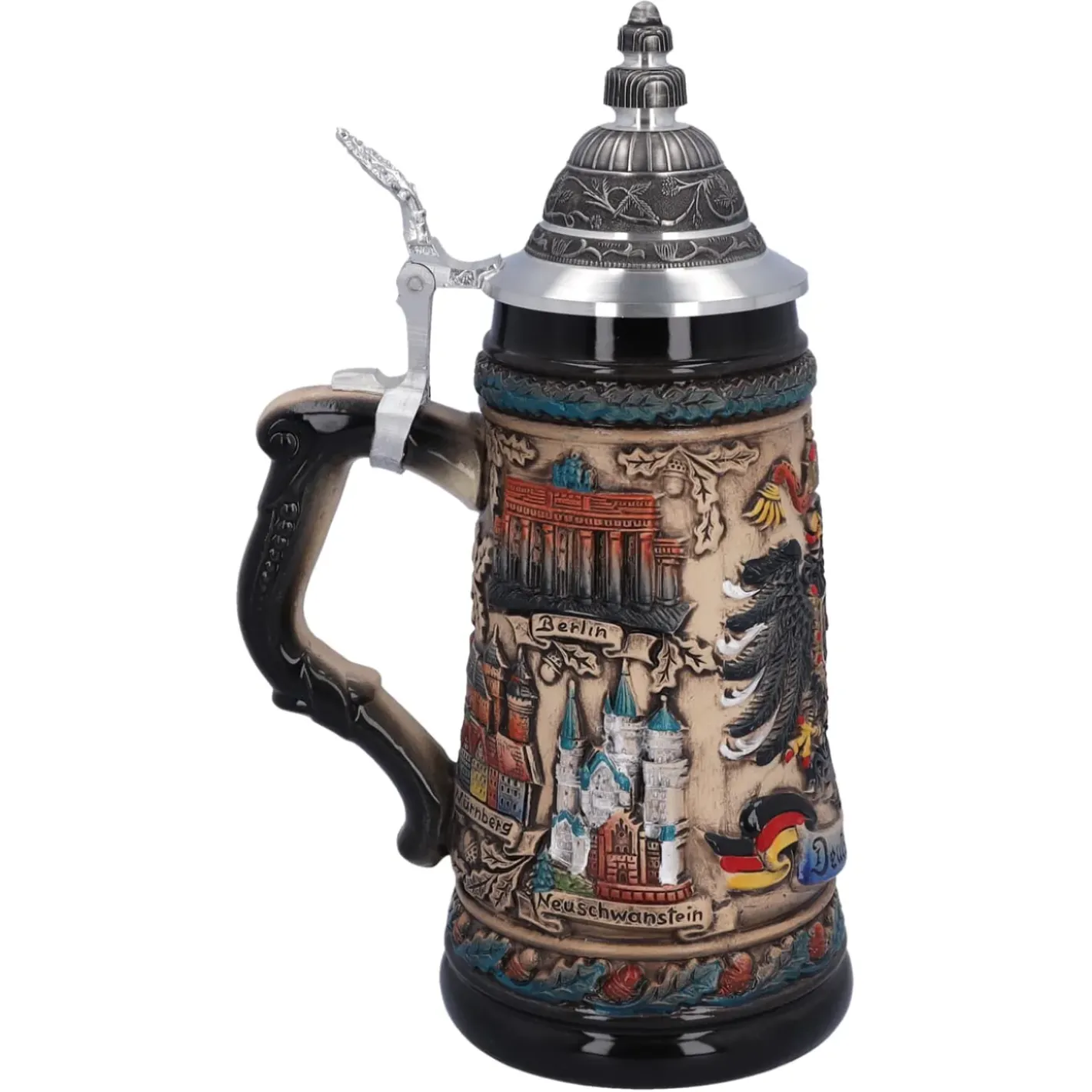 Käthe Wohlfahrt Bierkruge-Bierkrug Mit Zinndeckel "Deutschland", Bunt-Natur, 0,5L