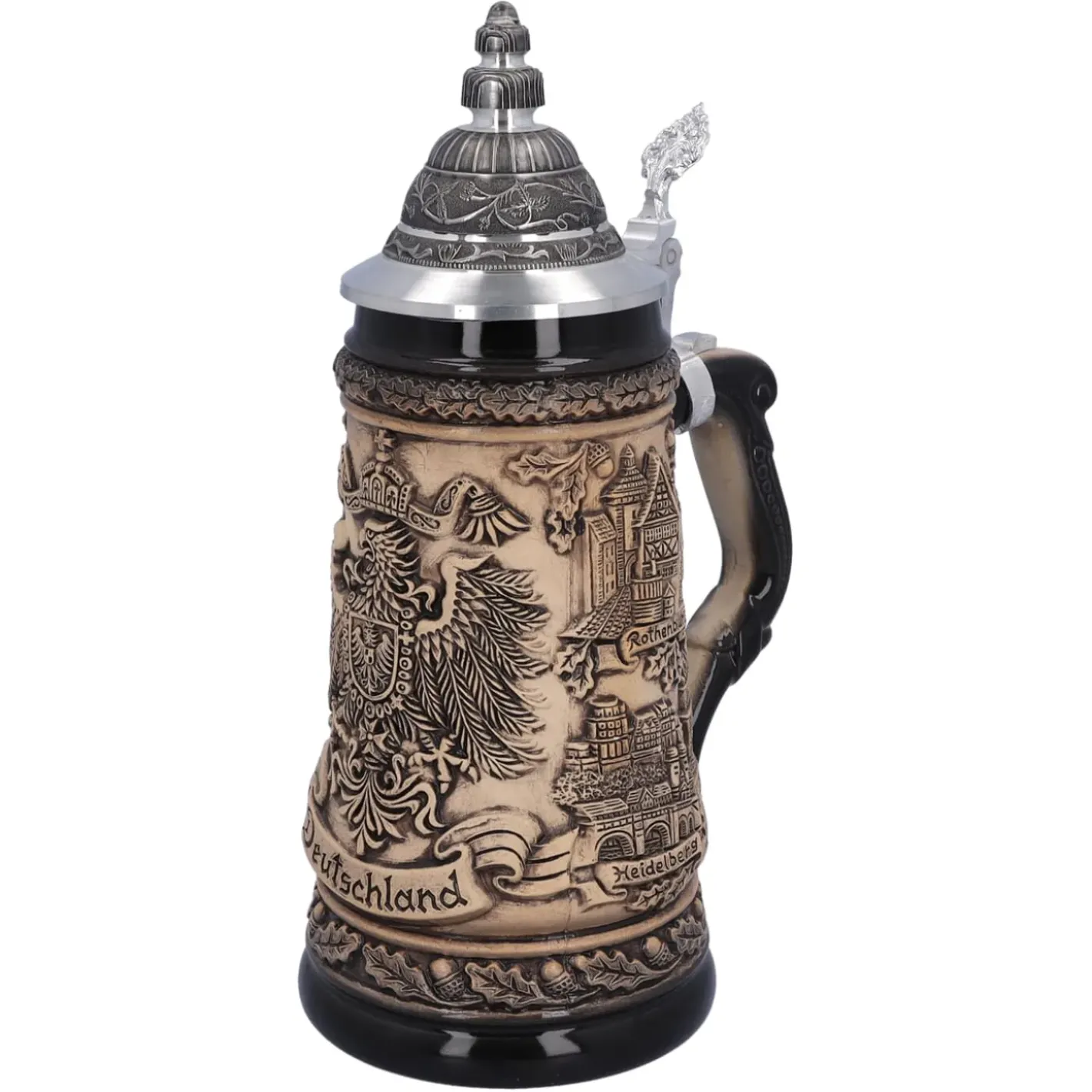 Käthe Wohlfahrt Bierkruge-Bierkrug Mit Zinndeckel "Deutschland", Natur, 0,5L