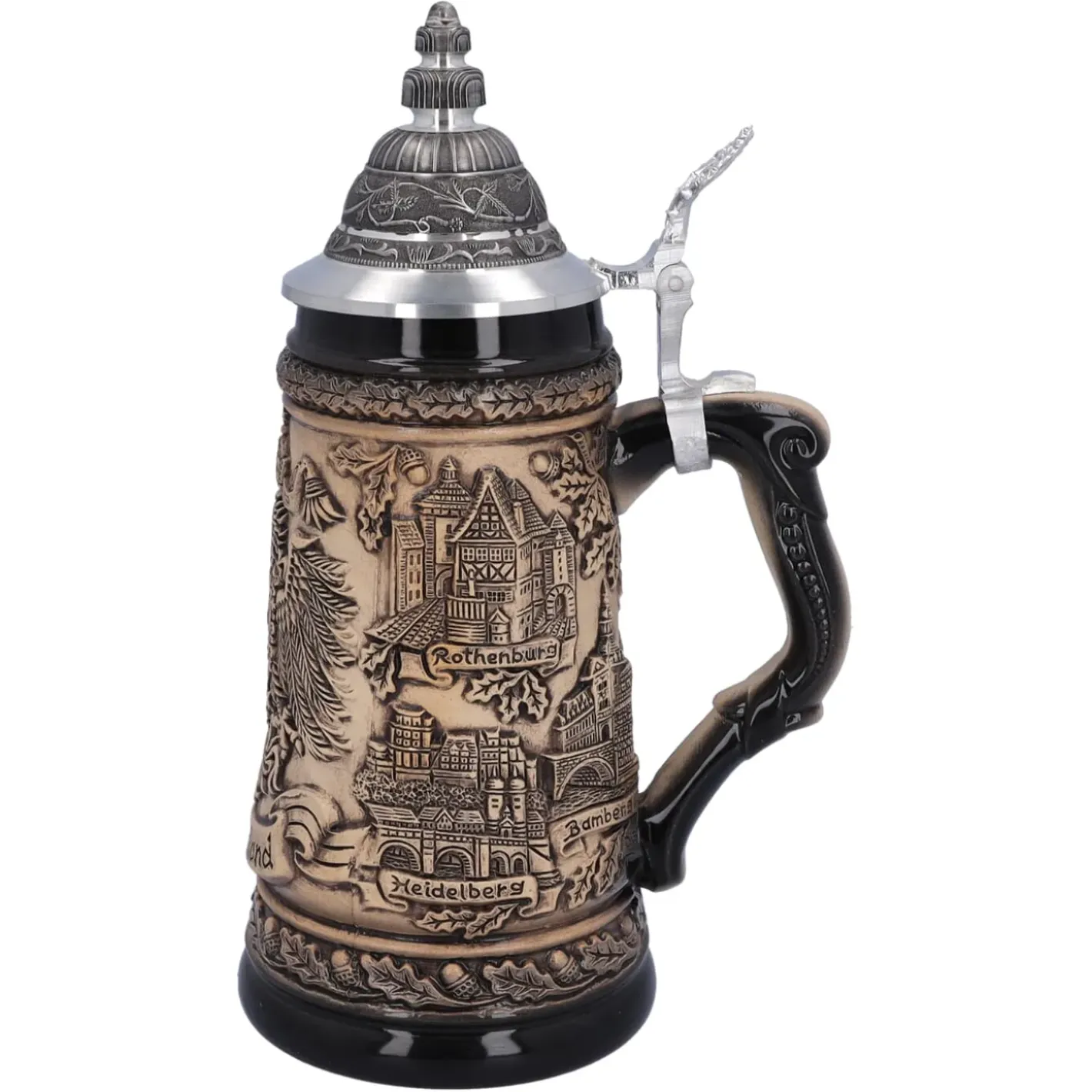 Käthe Wohlfahrt Bierkruge-Bierkrug Mit Zinndeckel "Deutschland", Natur, 0,5L