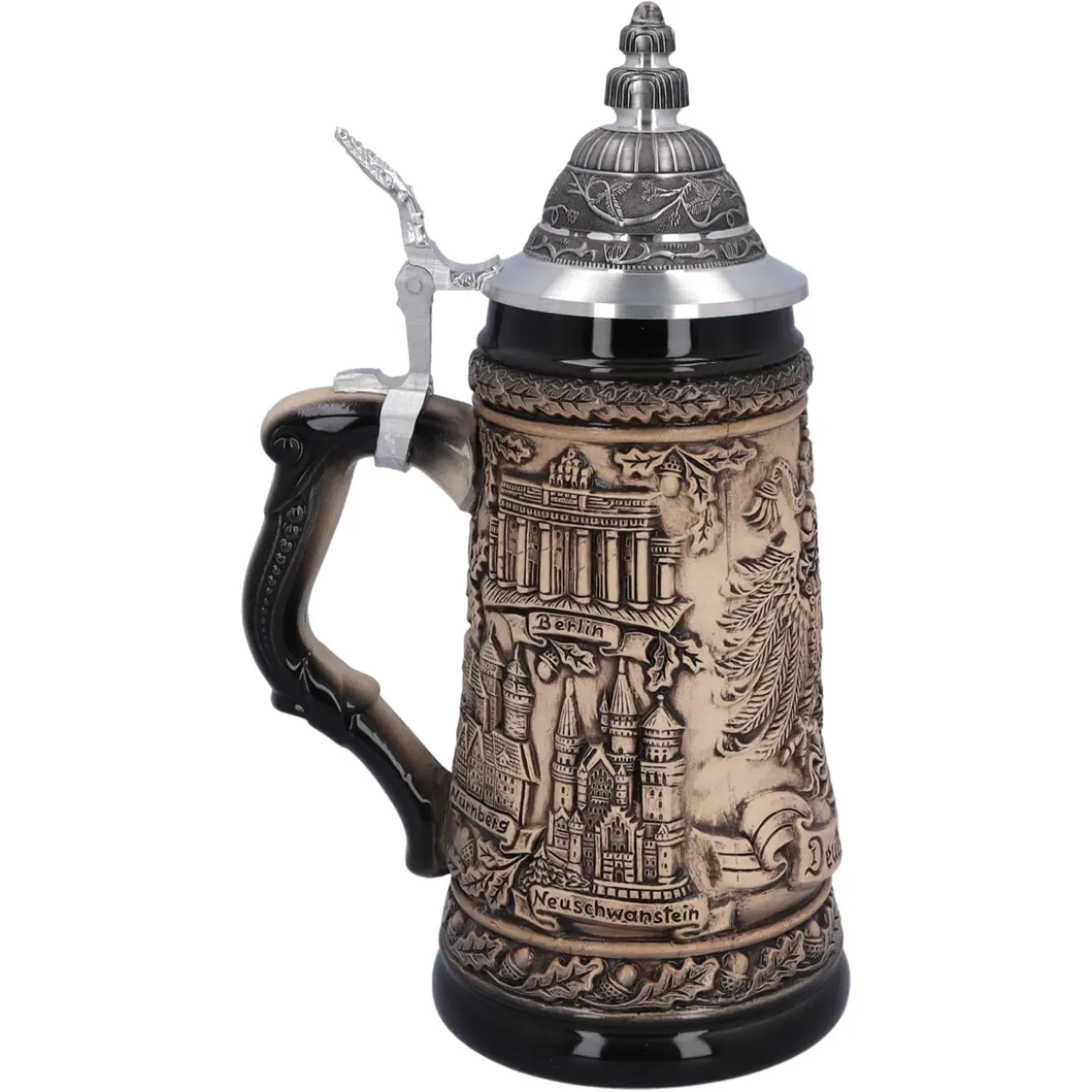 Käthe Wohlfahrt Bierkruge-Bierkrug Mit Zinndeckel "Deutschland", Natur, 0,5L