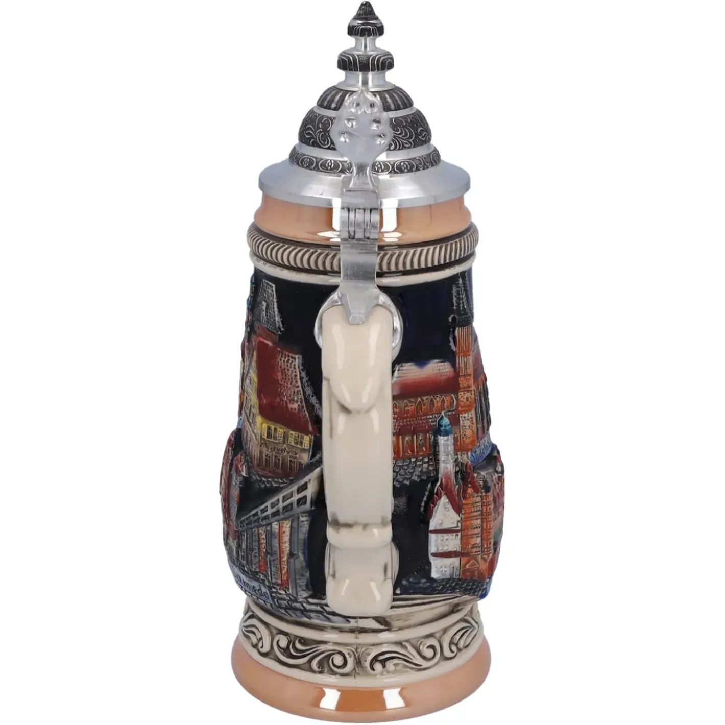 Käthe Wohlfahrt Bierkruge-Bierkrug Mit Zinndeckel "Rothenburg", Schwarz, 0,25L