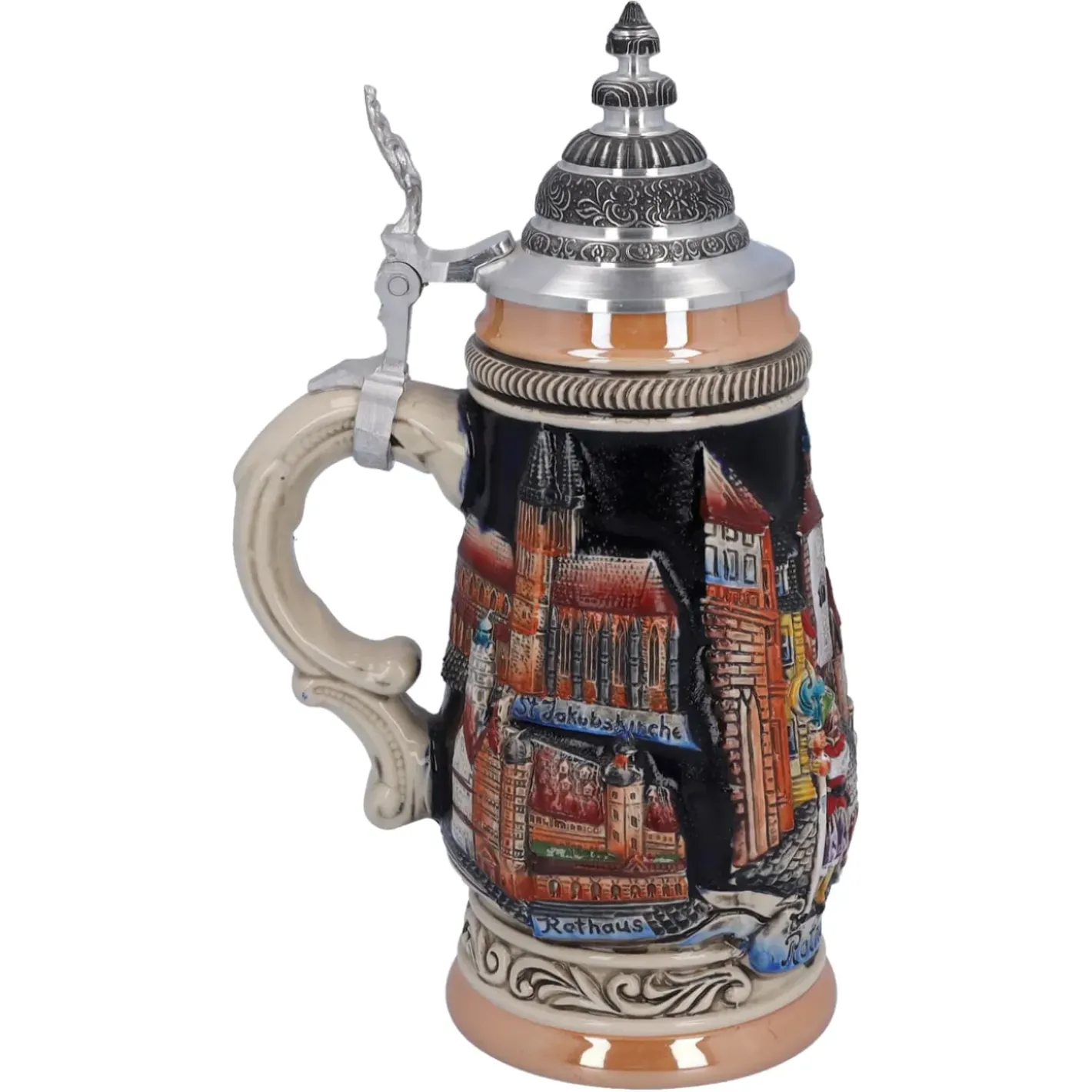 Käthe Wohlfahrt Bierkruge-Bierkrug Mit Zinndeckel "Rothenburg", Schwarz, 0,25L
