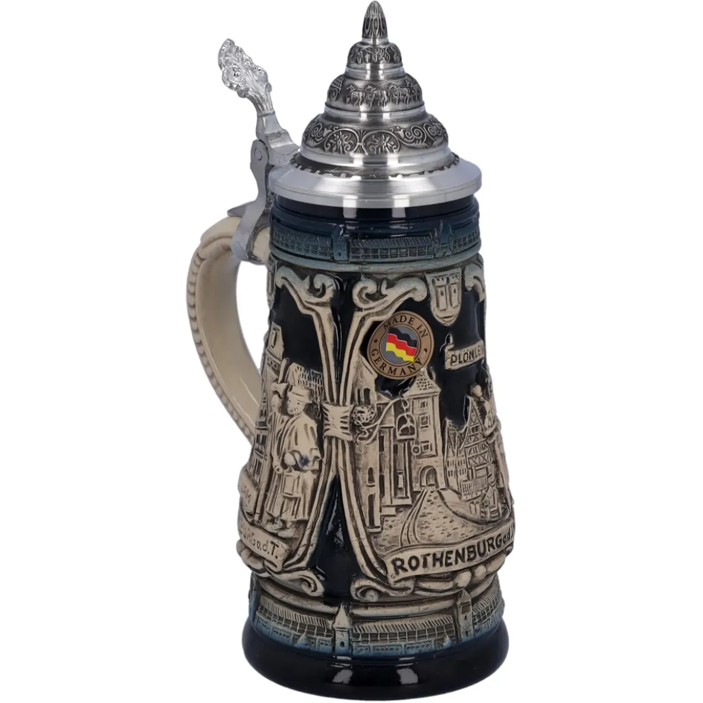 Käthe Wohlfahrt Bierkruge-Bierkrug Mit Zinndeckel "Rothenburg Mit Ritter", 0,25L