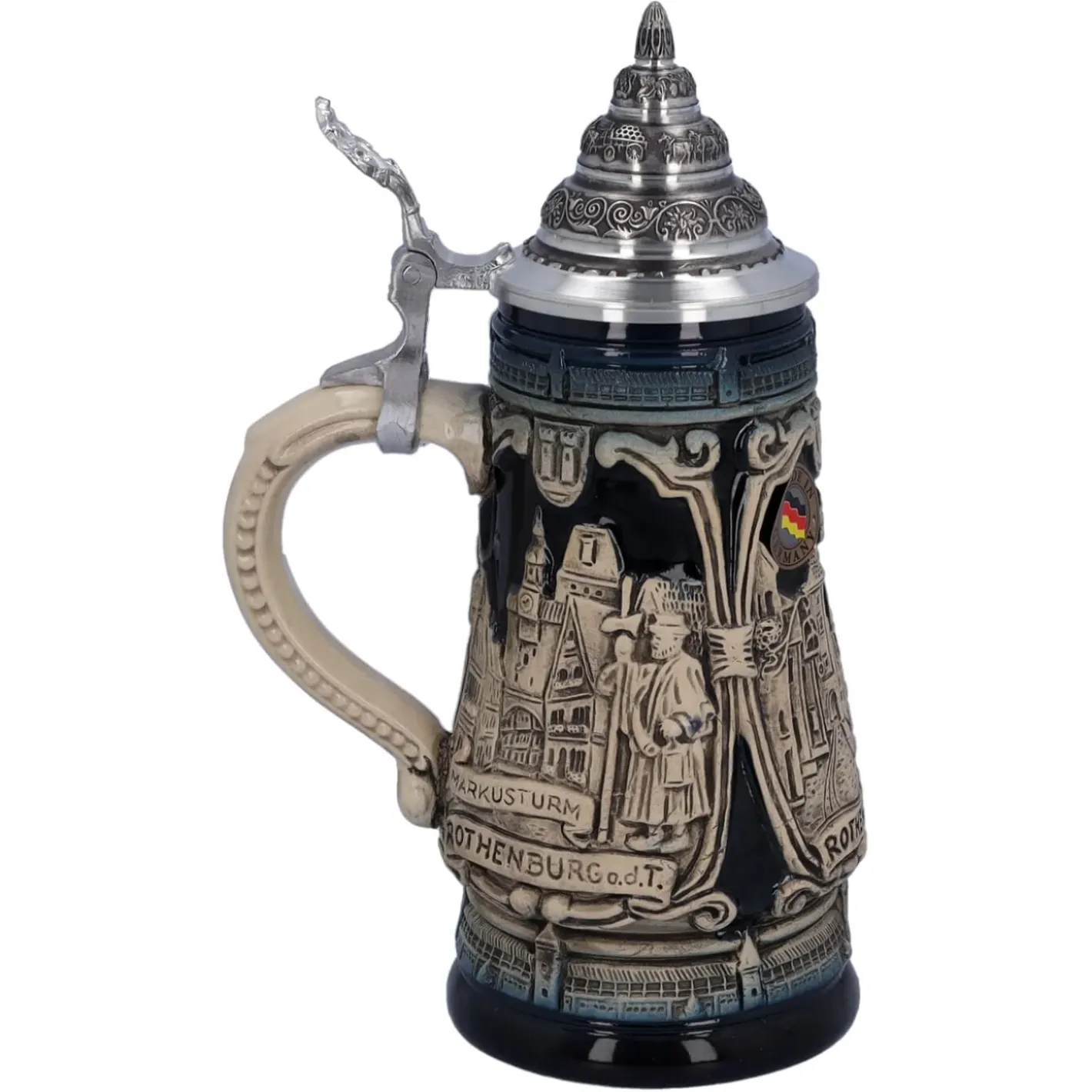 Käthe Wohlfahrt Bierkruge-Bierkrug Mit Zinndeckel "Rothenburg Mit Ritter", 0,25L