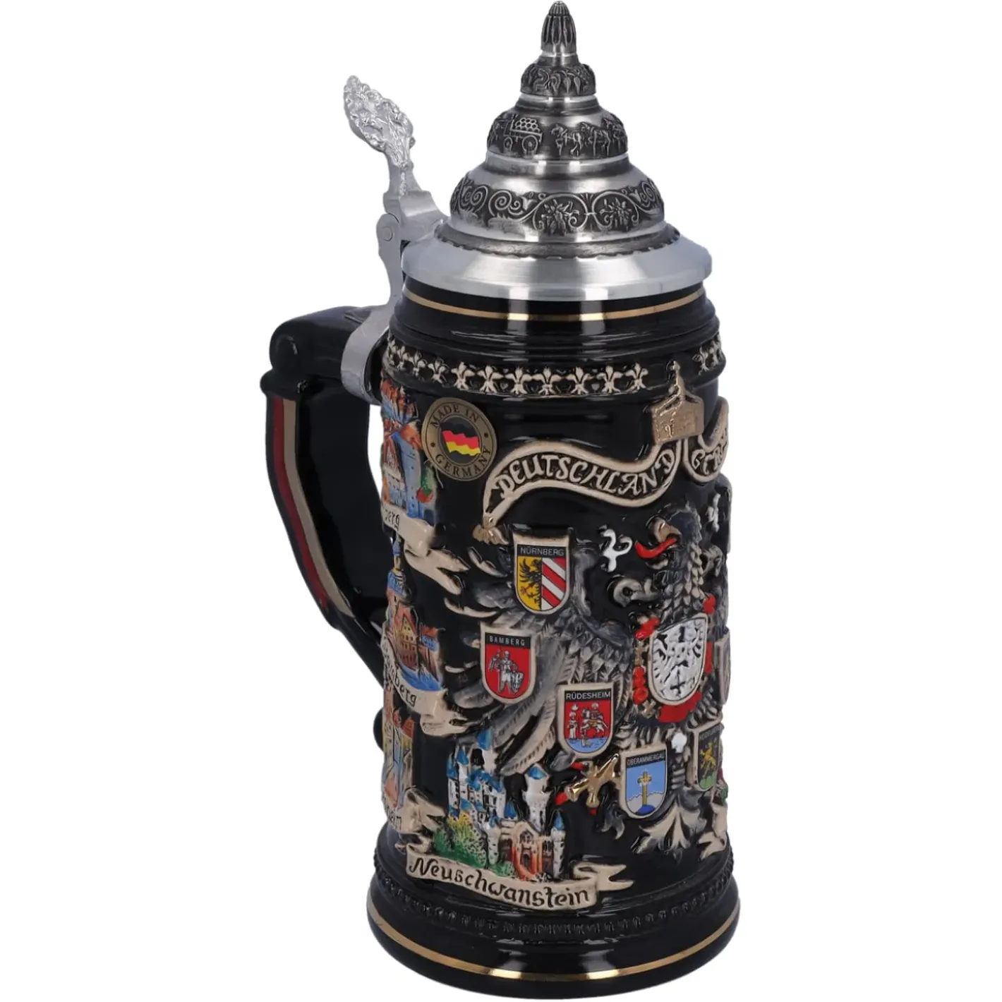 Käthe Wohlfahrt Bierkruge-Bierkrug Mit Zinndeckel "Stadtwappen", Gold, 0,4L