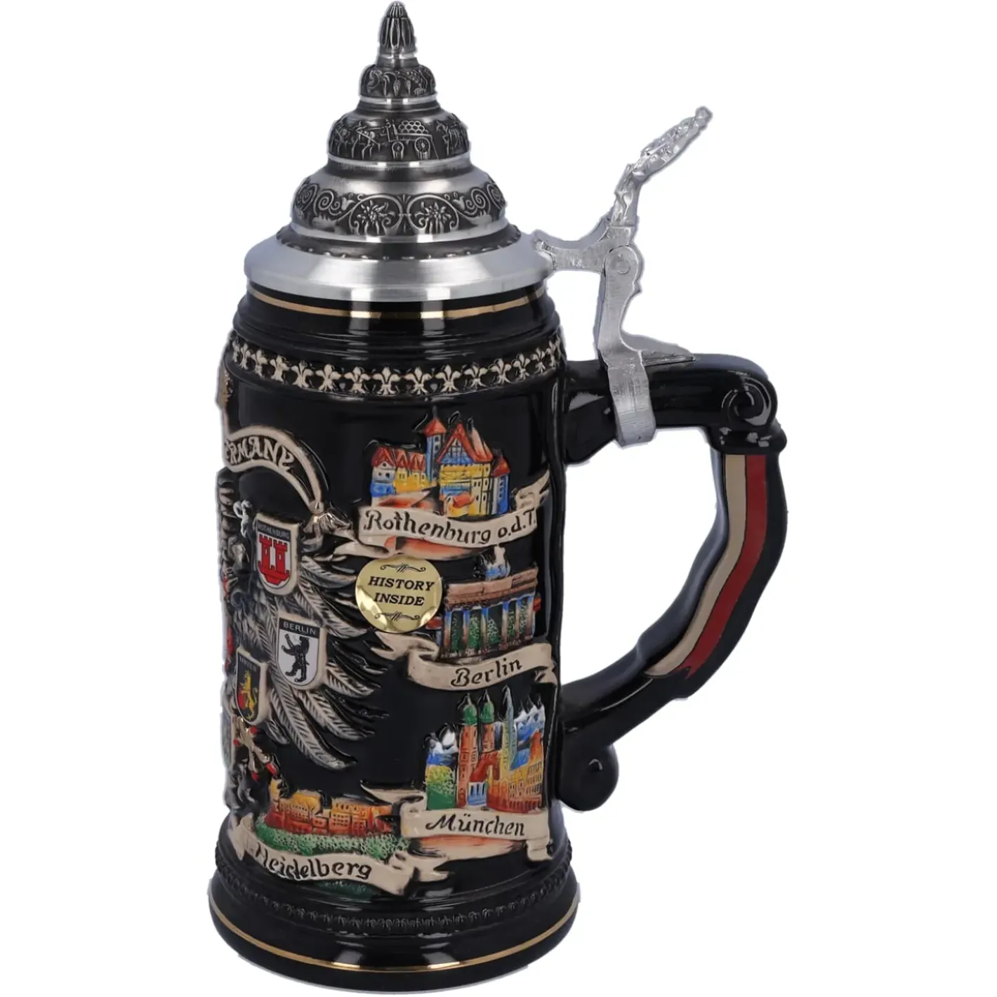 Käthe Wohlfahrt Bierkruge-Bierkrug Mit Zinndeckel "Stadtwappen", Gold, 0,4L