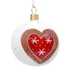 Käthe Wohlfahrt Baumkugeln Und Set-Angebote-Glaskugel Weis Matt Mit Lebkuchenherz, 8 Cm
