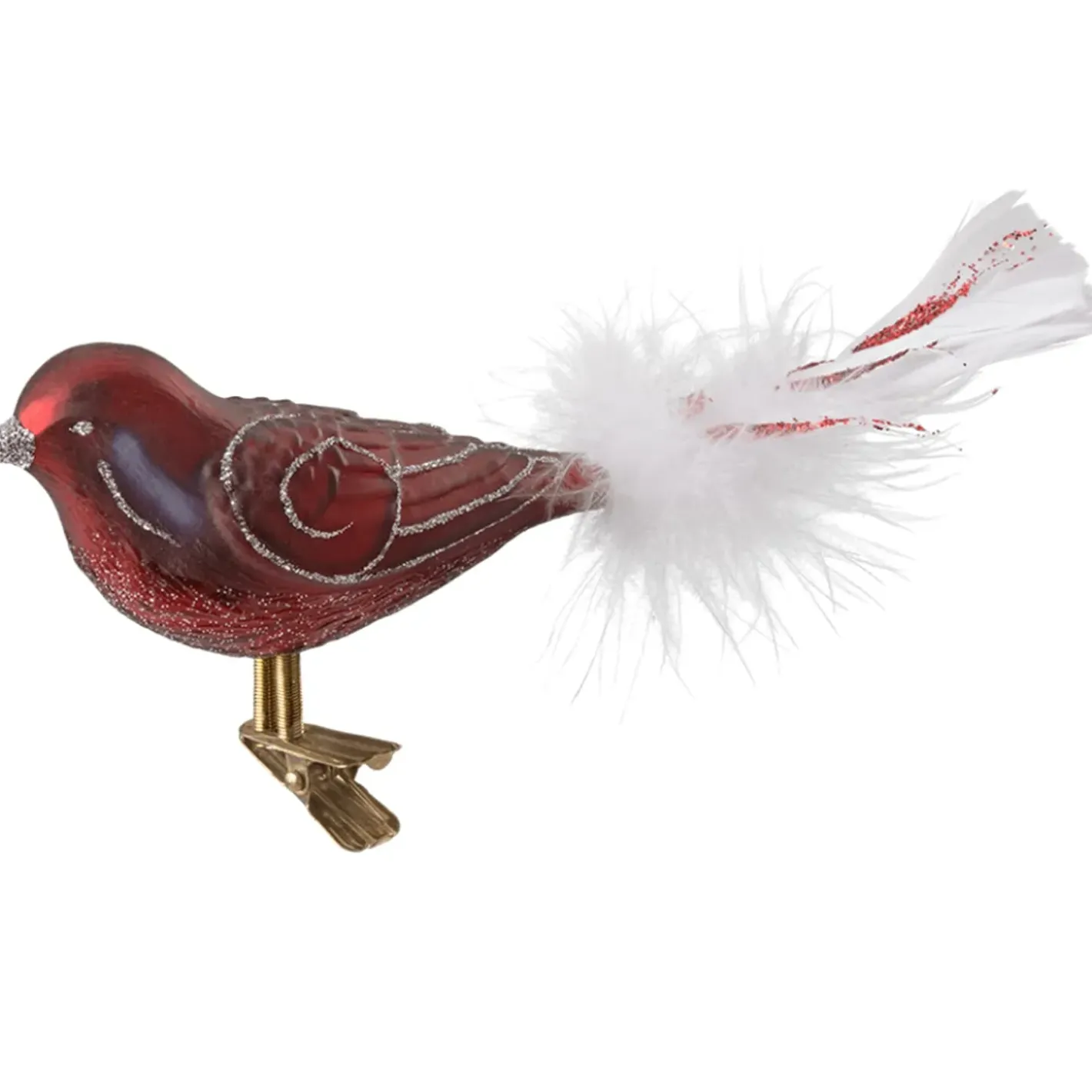 Poesie in Glas Baumschmuck Aus Glas-Glasvogel Bordeaux-Silber