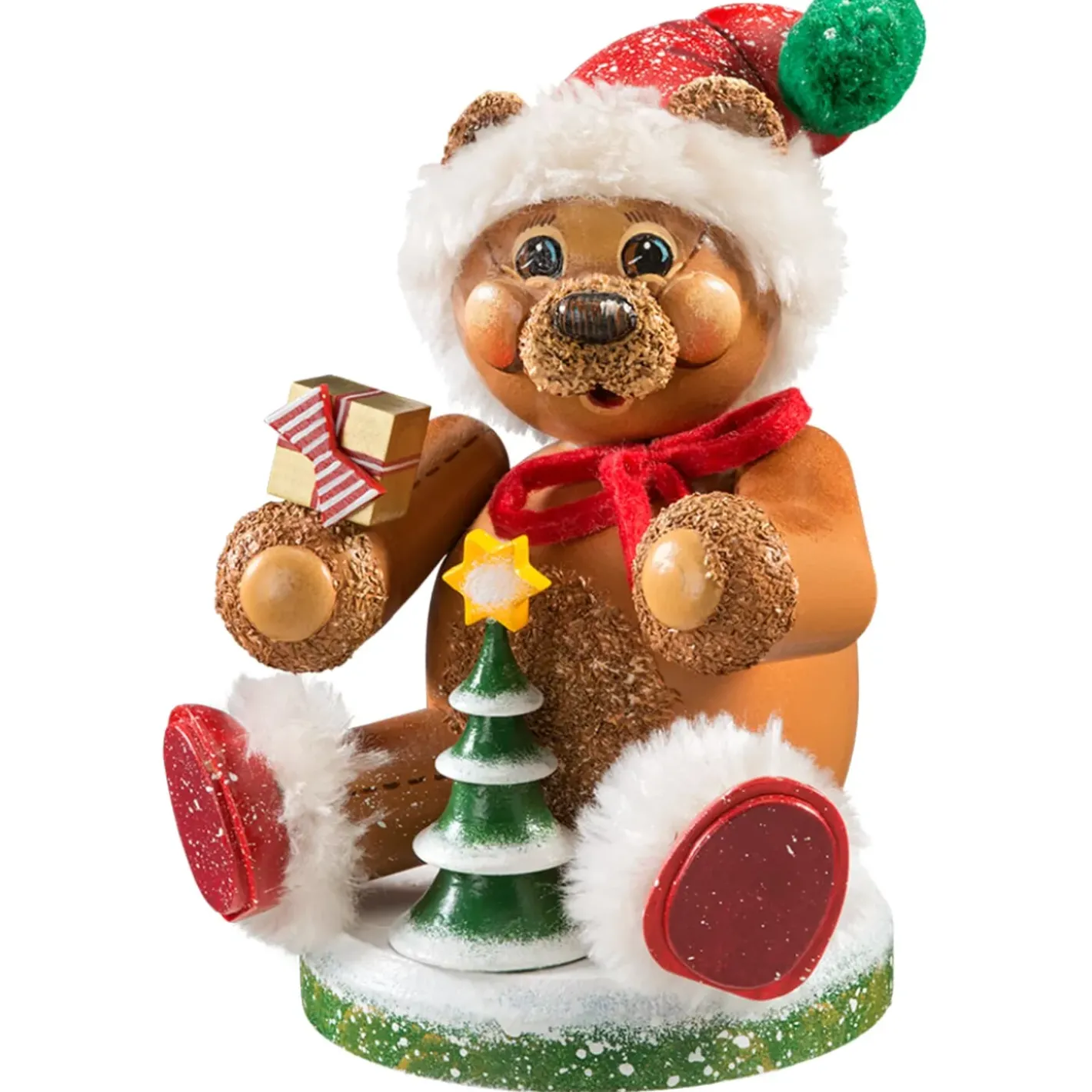 Käthes Original Räuchermänner-Holzknoddl "Weihnachtsteddy", Rauchermannchen