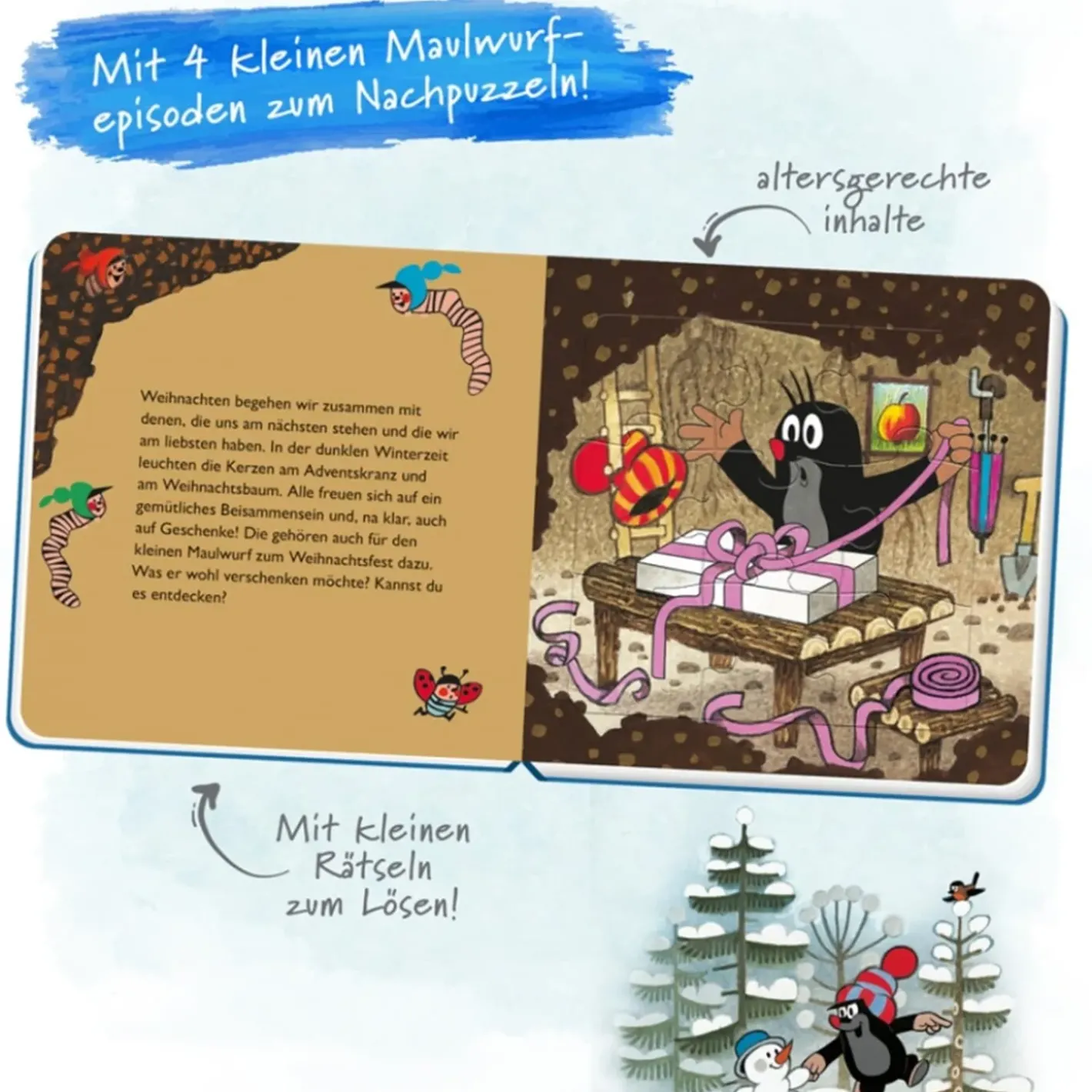 Trötsch Verlag Spielzeug-Puzzlebuch Zu Weihnachten "Der Kleine Maulwurf"