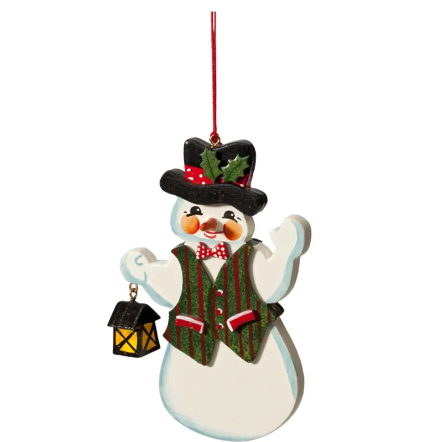 Käthes Original Baumschmuck Aus Holz-Schneemann Mit Laterne