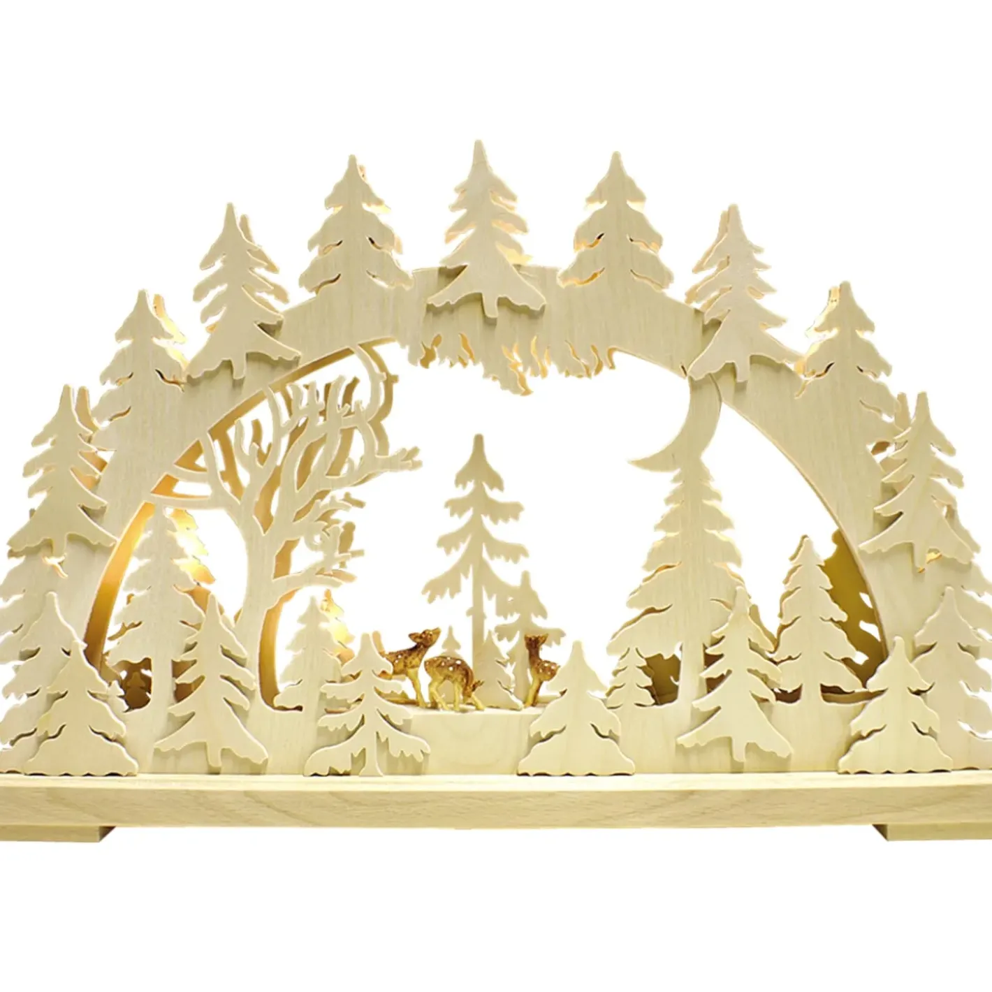 RATAGS Holzdesign Schwibbögen-Schwibbögen "Rehe In Der Abenddammerung", 115V Mit Usb A-Anschluss