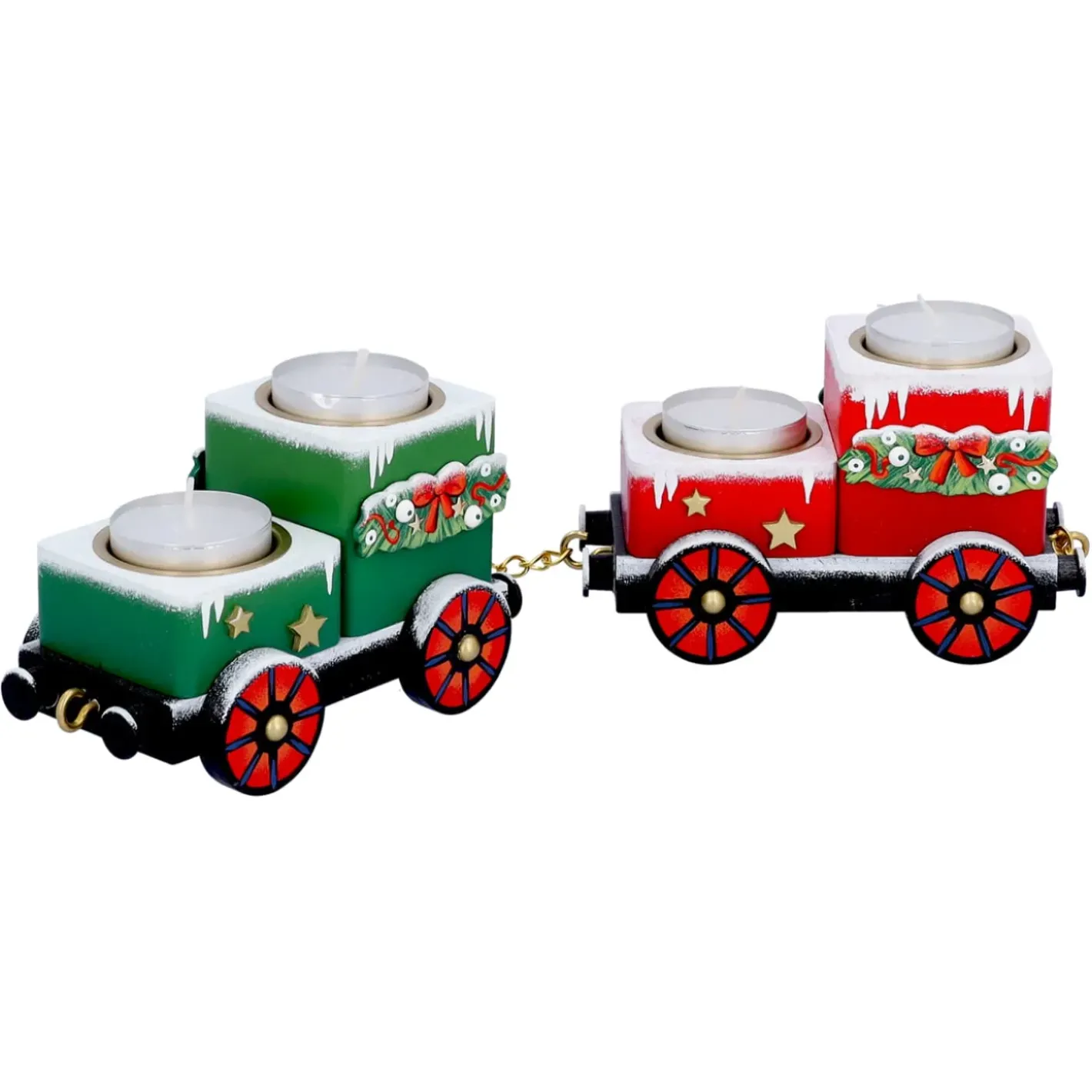 Käthes Original Kerzen & Teelichthalter-Teelichthalter "Waggons-Weihnachtsreise"